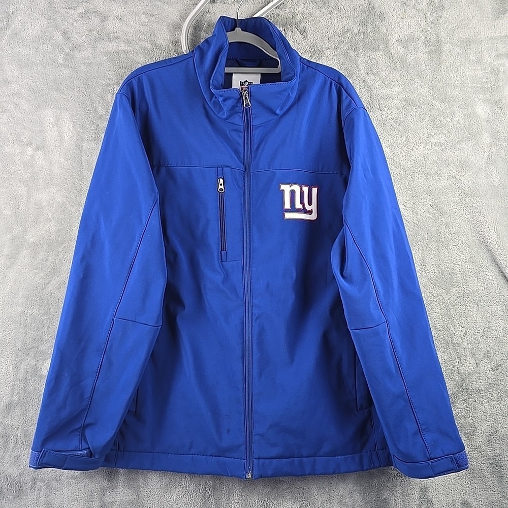 New York Giants Jacket Mens XL Blue NFL‎ Football Full Zip Softshell Embordiered